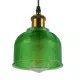 GloboStar® SEGRETO 01451 Vintage Κρεμαστό Φωτιστικό Οροφής Μονόφωτο Πράσινο Γυάλινο Διάφανο Καμπάνα με Χρυσό Ντουί Φ14 x Υ18cm