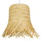 GloboStar® HAWAII 01103 Vintage Κρεμαστό Φωτιστικό Οροφής Μονόφωτο Μπέζ Ξύλινο Ψάθινο Bamboo Φ40 x Υ43cm