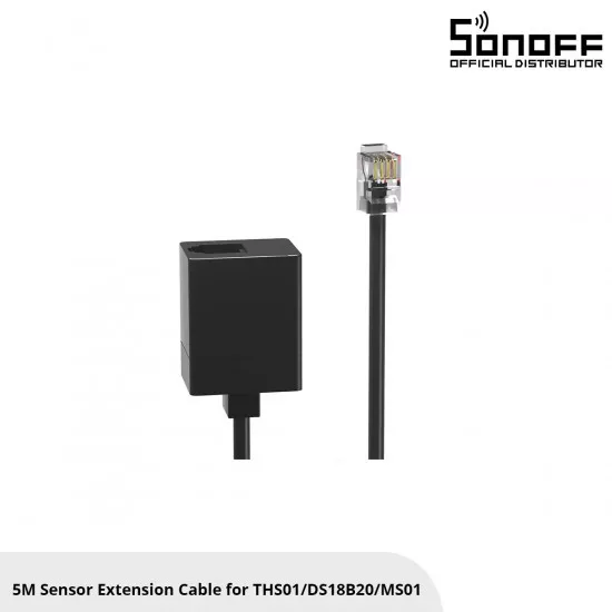 GloboStar® 80103 SONOFF RL560 Sensor Extension Cable 5m for THS01 - DS18B20 - MS01 With RJ9 4P4C Connector