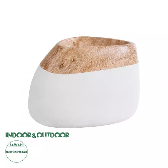 GloboStar® Artificial Garden PANDORA 20705 Επιδαπέδιο Πολυεστερικό Τσιμεντένιο Κασπώ Γλάστρα - Flower Pot Καφέ με Λευκό Μ60 x Π55 x Υ43cm