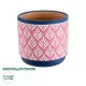 GloboStar® Artificial Garden BOMBAY 20521 Διακοσμητικό Κεραμικό Κασπώ Γλάστρα - Flower Pot Ροζ με Λευκό και Μπλε Φ14.5 x Υ13cm