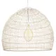 GloboStar® MALIBU 00965 Vintage Κρεμαστό Φωτιστικό Οροφής Μονόφωτο Λευκό Ξύλινο Bamboo Φ100 x Y86cm