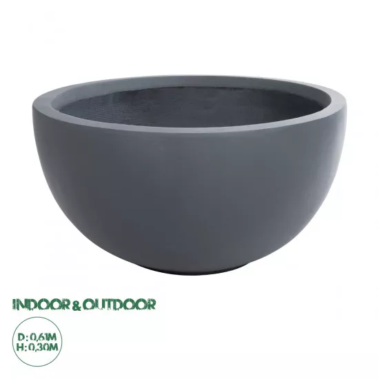 GloboStar® Artificial Garden BALTIMORE 20697 Διακοσμητικό Πολυεστερικό Τσιμεντένιο Κασπώ Γλάστρα - Flower Pot Γκρι Φ61 x Υ30cm