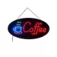 GloboStar® 75687 Φωτιστικό Ταμπέλα LED Οβάλ Σήμανσης COFFEE με Πρίζα AC 230V Μ48 x Π1.8 x Υ24.5cm