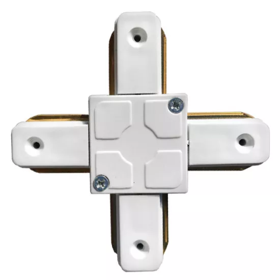 Μονοφασικός Connector 2 Καλωδίων Συνδεσμολογίας Cross (+) για Λευκή Ράγα Οροφής GloboStar 93028