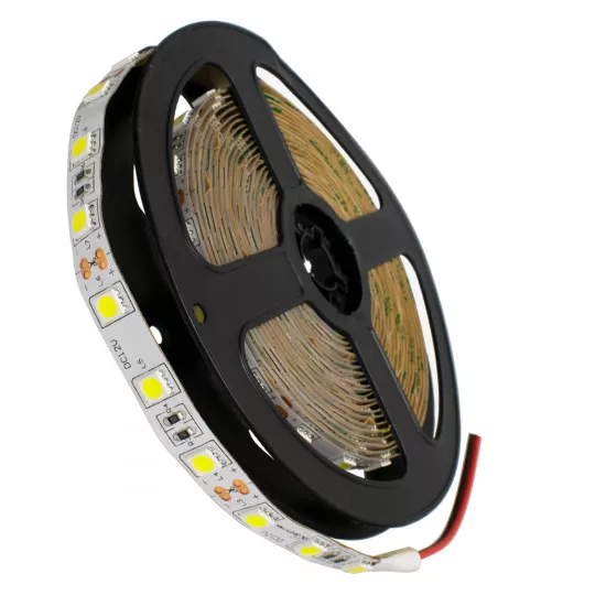 GloboStar® 70020 Ταινία LED SMD 5050 5m 14.4W/m 60LED/m 1584lm/m 120° DC 12V IP20 Ψυχρό Λευκό 6000K - 5 Χρόνια Εγγύηση