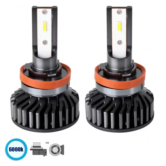 H8 100W 14000lm F2 Line KIT 3rd Generation Series LED CREE CXB COB DC 9-32V Αδιάβροχο IP66 Ψυχρό Λευκό 6000K GloboStar® 82024