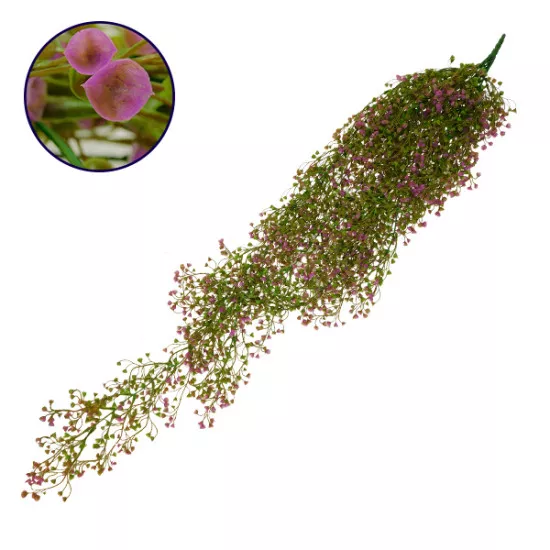 09037 Τεχνητό Κρεμαστό Φυτό Διακοσμητική Γιρλάντα Μήκους 1.2 μέτρων με 15 X Κλαδιά Φύλλωμα Ρούστικ Πράσινο Μωβ