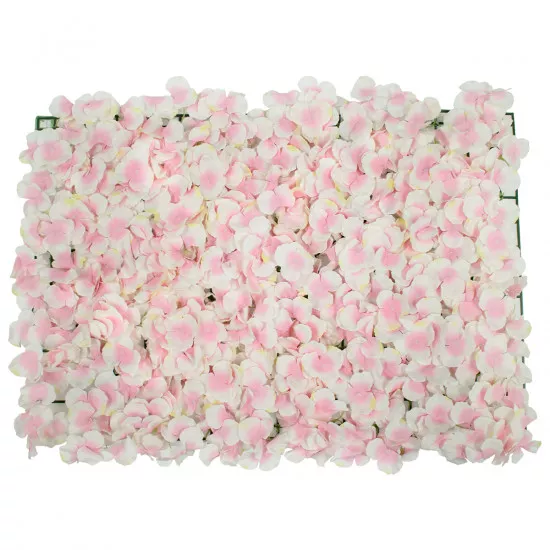 GloboStar® 78322 Συνθετικό Πάνελ Φυλλωσιάς - Κάθετος Κήπος Άγρια Ορτανσία Ροζ/Λευκό Μ60 x Υ40 x Π5cm