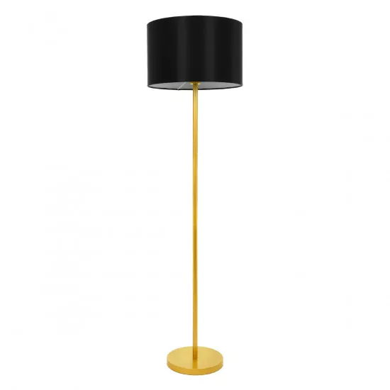 GloboStar® ASHLEY 00825 Μοντέρνο Φωτιστικό Δαπέδου Μονόφωτο Μεταλλικό Χρυσό με Μαύρο Καπέλο Φ40 x Υ148cm
