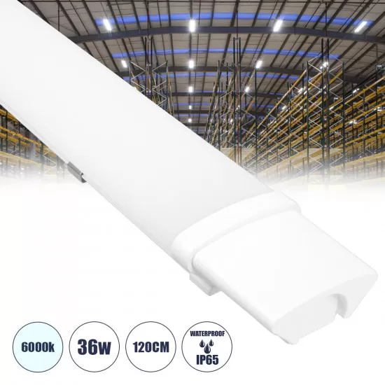 GloboStar® 60164 LED Γραμμικό Βιομηχανικό Φωτιστικό Tri-Proof 120cm 36W 4058lm 120° AC 220-240V Αδιάβροχο IP65 Μ120 x Π6 x Υ4cm Ψυχρό Λευκό 6000K - 3 Years Warranty