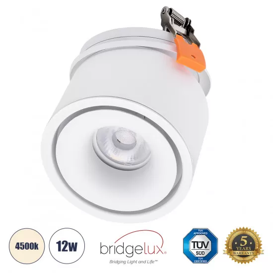 GloboStar® OMEGA 60294 Χωνευτό LED Spot Downlight TrimLess Φ10cm 12W 1404lm 36° AC 220-240V IP20 Φ10 x Υ8.2cm - Στρόγγυλο - Λευκό - Φυσικό Λευκό 4500K - Bridgelux COB - 5 Years Warranty