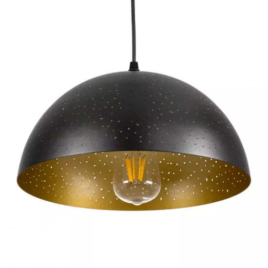 GloboStar® SOLANA 01301 Μοντέρνο Κρεμαστό Φωτιστικό Οροφής Μονόφωτο Μαύρο Μεταλλικό Καμπάνα Φ30 x Υ15cm