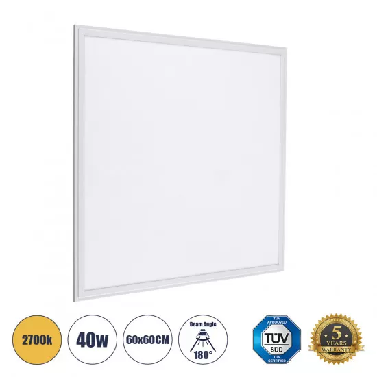 GloboStar® 60208 Χωνευτό LED Panel Milky Super Slim 60x60cm 40W 3600lm 120° CRI≥80Ra UGR<19 AC 220-240V IP20 Μ60 x Π60 x Υ1.5cm - Θερμό Λευκό 2700K - TÜV Certified Driver - 5 Years Warranty