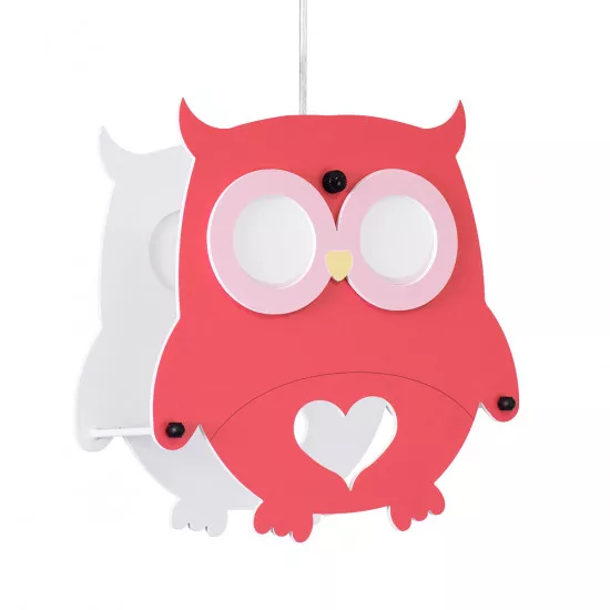 GloboStar® OWL 61576 Μοντέρνο Παιδικό Κρεμαστό Φωτιστικό Οροφής Μονόφωτο 1 x E27 Κόκκινο PVC Φιγούρα Κουκουβάγια Μ29.5 x Π15.5 x Υ30.5cm