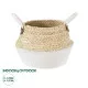 GloboStar® Artificial Garden KIMOLOS 20311 Διακοσμητικό Πλεκτό Καλάθι - Κασπώ Γλάστρα - Flower Pot Μπεζ με Λευκό Φ29cm x Υ30cm
