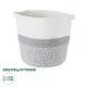 GloboStar® Artificial Garden POSITANO 20319 Διακοσμητικό Πλεκτό Καλάθι - Κασπώ Γλάστρα - Flower Pot Γκρι με Λευκό Φ25cm x Υ25cm