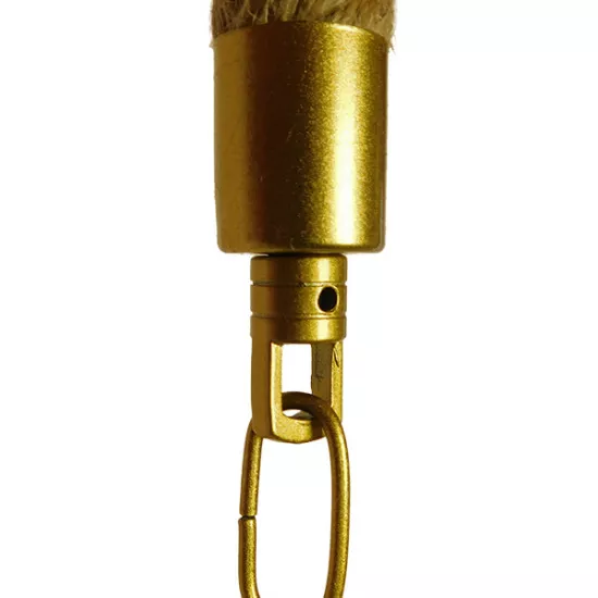 GloboStar® LUXOR 01598 Vintage Κρεμαστό Φωτιστικό Οροφής Τρίφωτο Χρυσό Μεταλλικό με Μπεζ Σχοινί Μ75 x Π13 x Y18cm
