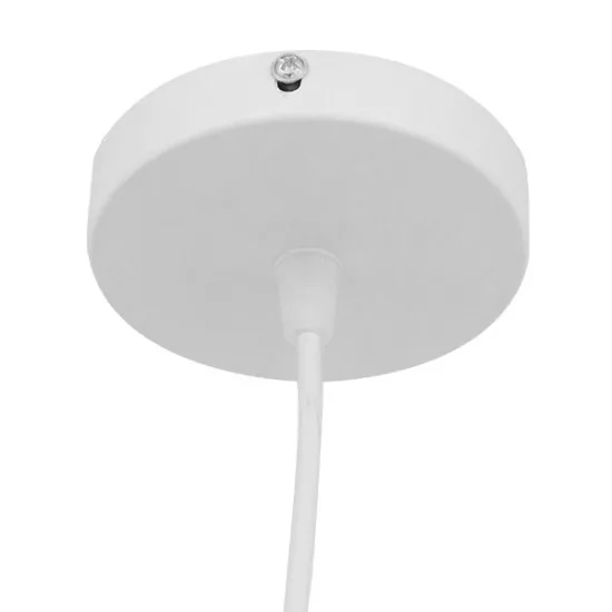GloboStar® KAIRI 01619 Μοντέρνο Industrial Κρεμαστό Φωτιστικό Οροφής Μονόφωτο Λευκό με Ύφασμα Μεταλλικό Πλέγμα Φ38 x Υ39cm