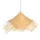 GloboStar® RICEHAT 01666 Vintage Κρεμαστό Φωτιστικό Οροφής Μονόφωτο Μπέζ Ξύλινο Ψάθινο Bamboo Φ70 x Υ25cm