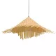 GloboStar® RICEHAT 01666 Vintage Κρεμαστό Φωτιστικό Οροφής Μονόφωτο Μπέζ Ξύλινο Ψάθινο Bamboo Φ70 x Υ25cm