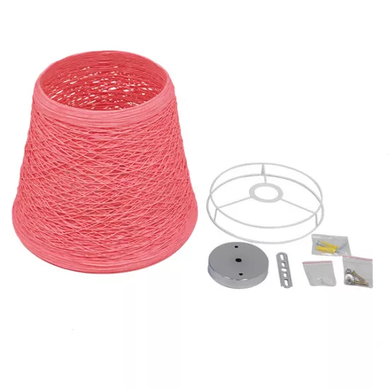 GloboStar® PLAYROOM 00996 Vintage Κρεμαστό Φωτιστικό Οροφής Μονόφωτο Ροζ Ξύλινο Ψάθινο Rattan Φ32 x Υ27cm