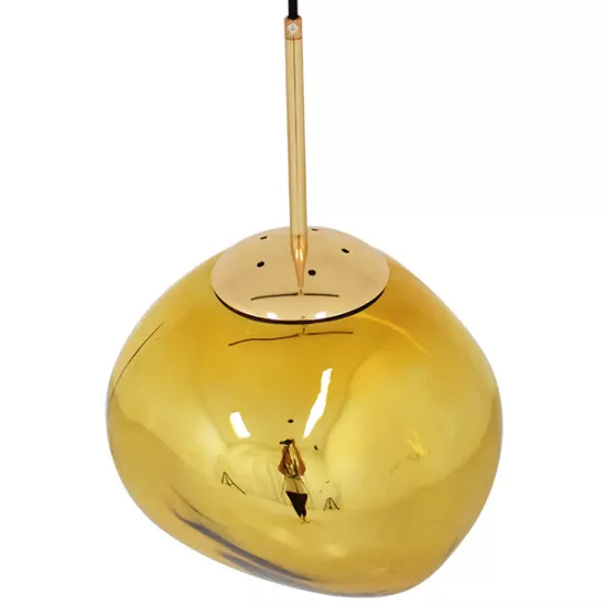 GloboStar® DIXXON 01462 Μοντέρνο Κρεμαστό Φωτιστικό Οροφής Μονόφωτο Γυάλινο Χρυσό Φ28 x Υ40cm