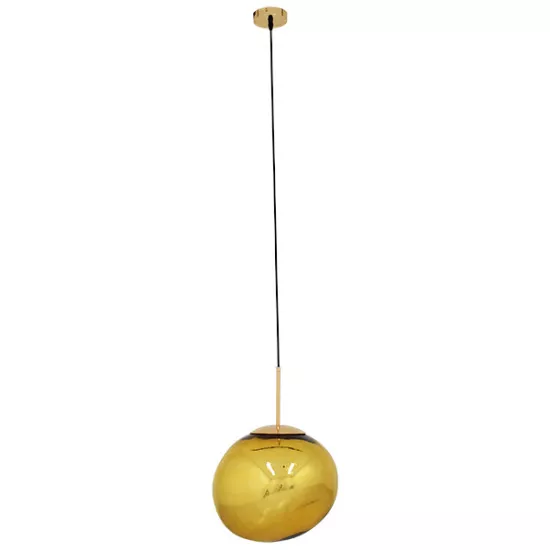 GloboStar® DIXXON 01466 Μοντέρνο Κρεμαστό Φωτιστικό Οροφής Μονόφωτο Γυάλινο Χρυσό Φ36 x Υ45cm