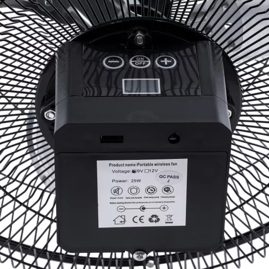 GloboStar® SOLARO-FAN 85352 Solar Fan Αυτόνομος Ηλιακός Επιδαπέδιος Ανεμιστήρας 25W 2 Λειτουργιών Ρεύματος με AC 220-240V ή με Φωτοβολταϊκό Panel 9V 12W & Επαναφορτιζόμενη Μπαταρία Li-ion 7.4V 4400mAh - 12 Ταχύτητες - Ενσωματωμένο USB 2.0 Charger Συσκευών
