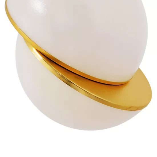GloboStar® HUDSON 01554 Μοντέρνο Κρεμαστό Φωτιστικό Οροφής Μονόφωτο Λευκό με Χρυσό Φ20 x Υ25cm