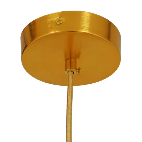 GloboStar® HUDSON 01555 Μοντέρνο Κρεμαστό Φωτιστικό Οροφής Μονόφωτο Λευκό με Χρυσό Φ30 x Υ34cm