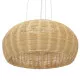 GloboStar® DE LA MER 01624 Vintage Κρεμαστό Φωτιστικό Οροφής Τρίφωτο Καφέ Ξύλινο Bamboo Φ45 x Υ24cm