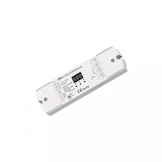 GloboStar® 70668 D4-L SKYDANCE DC DMX & RDM Dimmer High Speed Controller / Decoder 4 Καναλιών DC 12-24V 4 x 5A 120W - Max 20.5A 480W - IP20 Μ17 x Π5 x Υ2.5cm - 5 Years Warranty