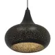 GloboStar® JANIS 01590 Μοντέρνο Κρεμαστό Φωτιστικό Οροφής Μονόφωτο Μαύρο με Χρυσό Μεταλλικό Καμπάνα Φ30 x Υ30cm