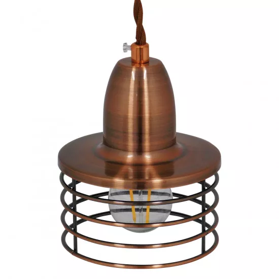 GloboStar® MANHATTAN 01453 Μοντέρνο Industrial Κρεμαστό Φωτιστικό Οροφής Μονόφωτο Μεταλλικό Χάλκινο Καμπάνα Φ11 x Υ14cm