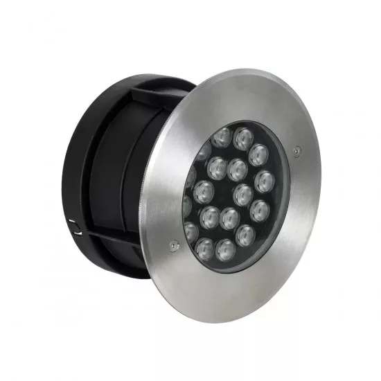 GloboStar® UNDERGROUND-SINA 90572 Χωνευτό Φωτιστικό Σποτ Δαπέδου LED 18W 1710lm 15° DC 24V Αδιάβροχο IP68 Φ20 x Υ11cm Φυσικό Λευκό 4500K - Ανοξείδωτο Ατσάλι - 3 Χρόνια Εγγύηση