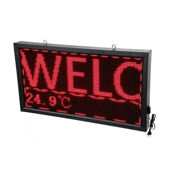 GloboStar® DISPLAY 90296 LED Scrolling Display 96x48cm - Κυλιόμενη Ψηφιακή Πινακίδα / Επιγραφή Μονής Όψης P10 LED SMD AC 220-240V - Λειτουργία μέσω Wi-Fi με Εφαρμογή APP - Αισθήτηρας Θερμοκρασίας και Υγρασίας - Αδιάβροχο IP65 - Μ104 x Π9 x Υ56cm - Κόκκινο