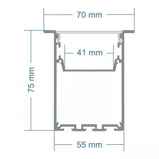 GloboStar® RECESS-PROFILE 70833-1M Προφίλ Αλουμινίου - Βάση & Ψύκτρα Ταινίας LED με Λευκό Γαλακτερό Κάλυμμα - Χωνευτή Χρήση - Πατητό Κάλυμμα - Λευκό - 1 Μέτρο - Μ100 x Π7.5 x Υ7cm