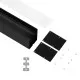 GloboStar® SURFACEPENDANT-PROFILE 70828-1M Προφίλ Αλουμινίου - Βάση & Ψύκτρα Ταινίας LED με Λευκό Γαλακτερό Κάλυμμα - Επιφανειακή & Κρεμαστή Χρήση - Πατητό Κάλυμμα - Μαύρο - 1 Μέτρο - Μ100 x Π5 x Υ7cm