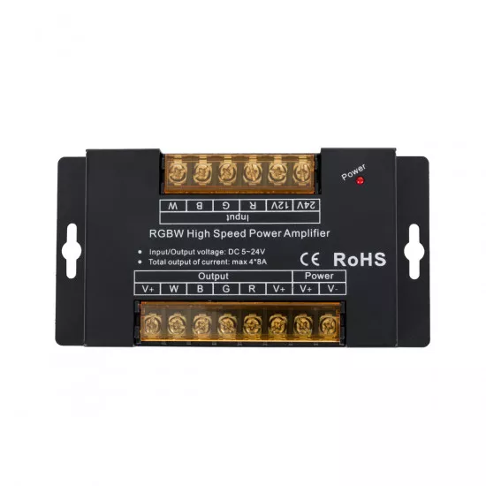 GloboStar® 73394 DC Power & Signal High Speed Amplifier Ενισχυτής Ισχύος & Σήματος Υψηλών Ταχυτήτων 4 Καναλιών DC 5-24V 4 x 8A 768W - Max 32A 768W - IP20 - Μ14.5 x Π7.5 x Υ2.5cm - 3 Χρόνια Εγγύηση