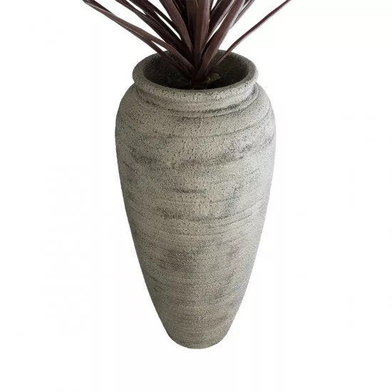 GloboStar® Artificial Garden IRISH 20720 Επιδαπέδιο Πολυεστερικό Τσιμεντένιο Κασπώ Γλάστρα - Flower Pot Μπεζ με Γκρι Φ55 x Υ120cm
