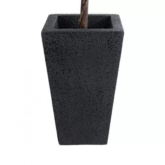 GloboStar® Artificial Garden MAYOR 20771 Επιδαπέδιο Πολυεστερικό Τσιμεντένιο Κασπώ Γλάστρα - Flower Pot Μαύρο Μ30 x Π30 x Υ50cm
