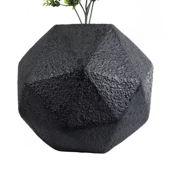 GloboStar® Artificial Garden CARNABY 20780 Επιδαπέδιο Πολυεστερικό Τσιμεντένιο Κασπώ Γλάστρα - Flower Pot Μαύρο Μ30 x Π30 x Υ30cm