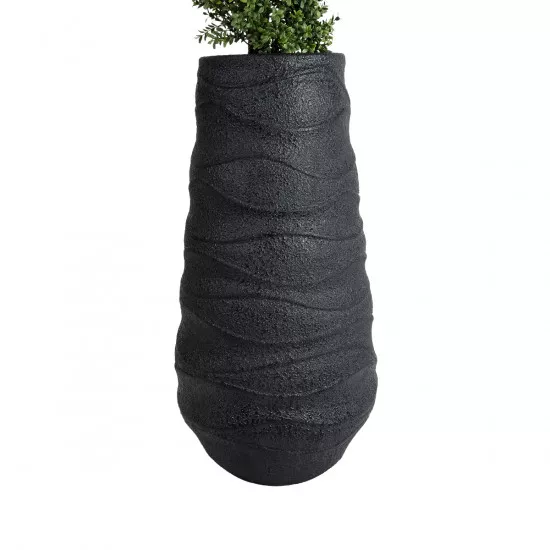 GloboStar® Artificial Garden BOLOGNA 20727 Επιδαπέδιο Πολυεστερικό Τσιμεντένιο Κασπώ Γλάστρα - Flower Pot Μαύρο Φ45 x Υ90cm