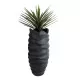 GloboStar® Artificial Garden MONREALE 20728 Επιδαπέδιο Πολυεστερικό Τσιμεντένιο Κασπώ Γλάστρα - Flower Pot Μαύρο Φ50 x Υ110cm