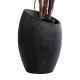 GloboStar® Artificial Garden MESTRE 20732 Επιδαπέδιο Πολυεστερικό Τσιμεντένιο Κασπώ Γλάστρα - Flower Pot Μαύρο Φ40 x Υ60cm