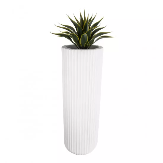 GloboStar® Artificial Garden MARSALA 20735 Επιδαπέδιο Πολυεστερικό Τσιμεντένιο Κασπώ Γλάστρα - Flower Pot Λευκό Φ41 x Υ120cm