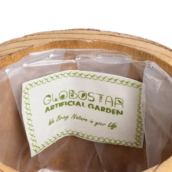GloboStar® Artificial Garden JAMAICA 20553 Διακοσμητικό Ξύλινο Κασπώ Γλάστρα - Flower Pot Καφέ Φ18 x Υ38cm