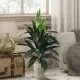 GloboStar® Artificial Garden DOMINGO 20591 Διακοσμητικό Πλεκτό Καλάθι - Κασπώ Γλάστρα - Flower Pot Λευκό με Μπεζ Φ16 x Υ18cm