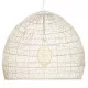 GloboStar® MALIBU 00965 Vintage Κρεμαστό Φωτιστικό Οροφής Μονόφωτο Λευκό Ξύλινο Bamboo Φ100 x Y86cm